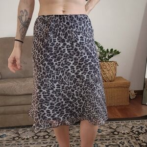 Vintage Briggs Leopard Print Midi Skirt Size Large